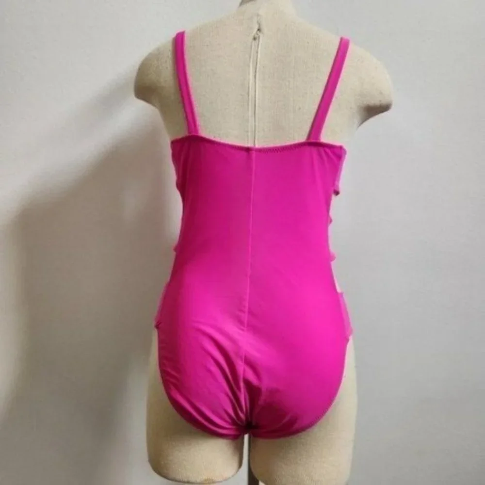 Women’s Side Strap One Piece Swimsuit Oahu Pink, size L
